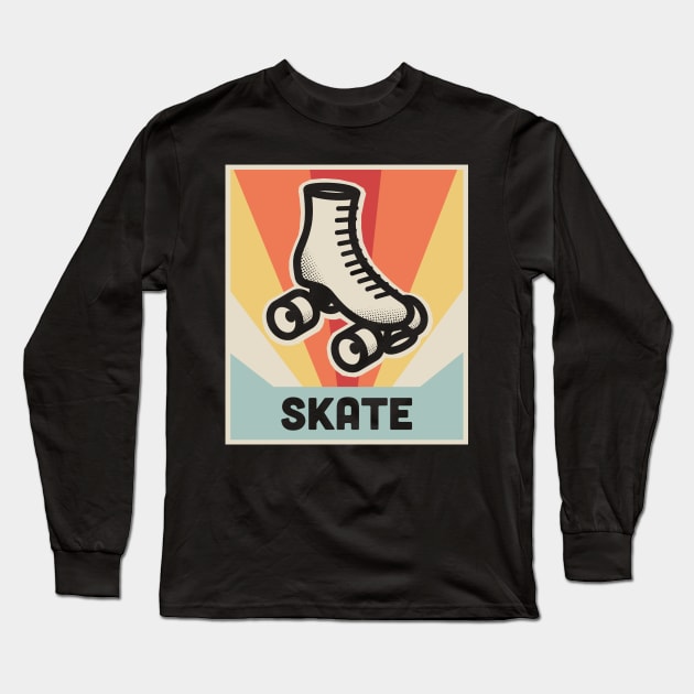 SKATE| Vintage 70s Style Roller Skating Poster Long Sleeve T-Shirt by MeatMan